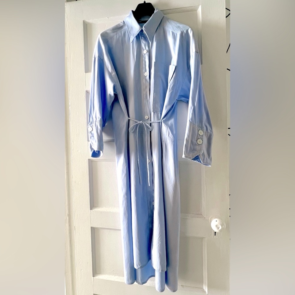 Zara Light Blue Asymetrical Shirt Dress